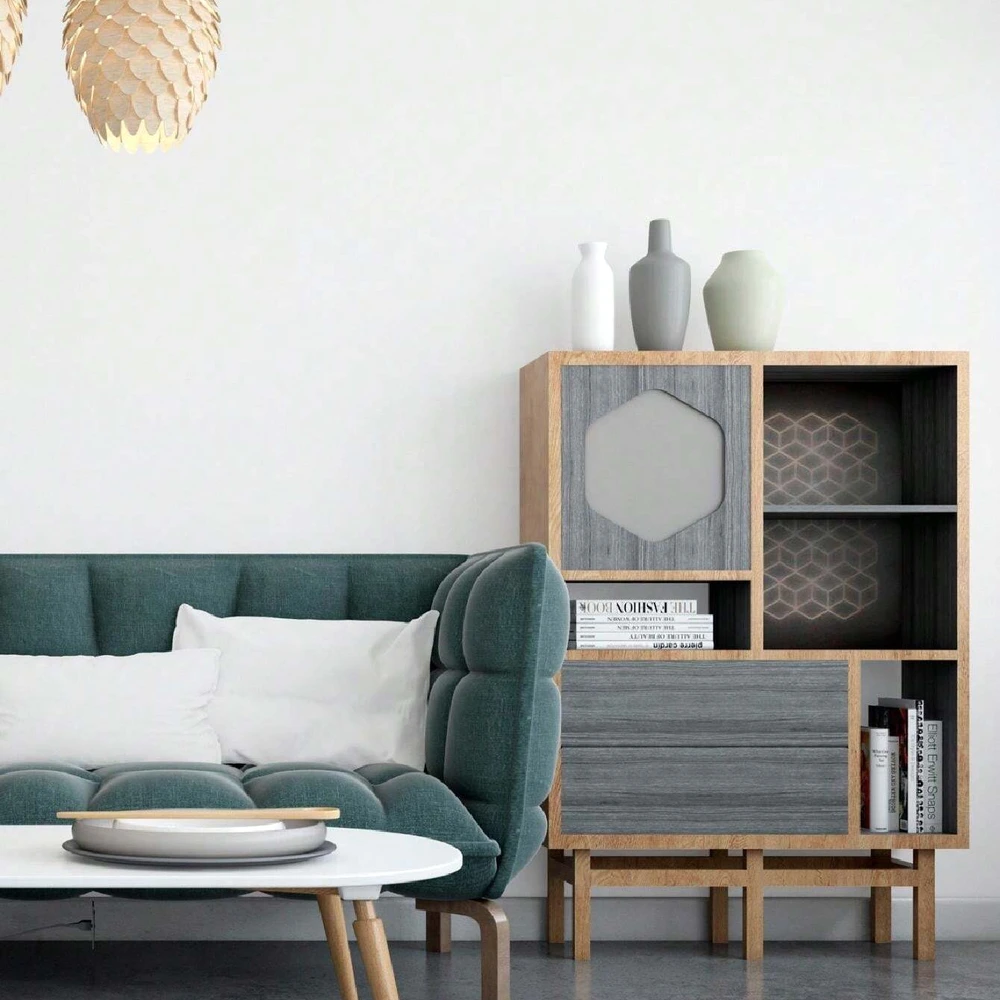 Painel Tridimensional Autoadesivo Madeira Para Casa Geometria Prisma Branco Fosco